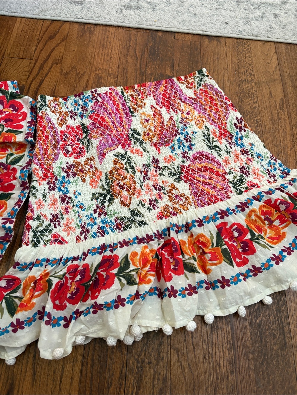 FARM Rio Floral Multicolor Smocked Skirt Set - Pink, Red, Orange, Blue - Picture 5 of 5